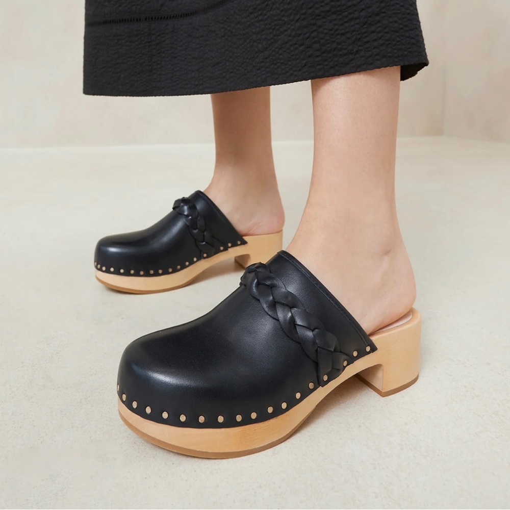 NWT Loeffler Randall Polina Black Low Braided Clog